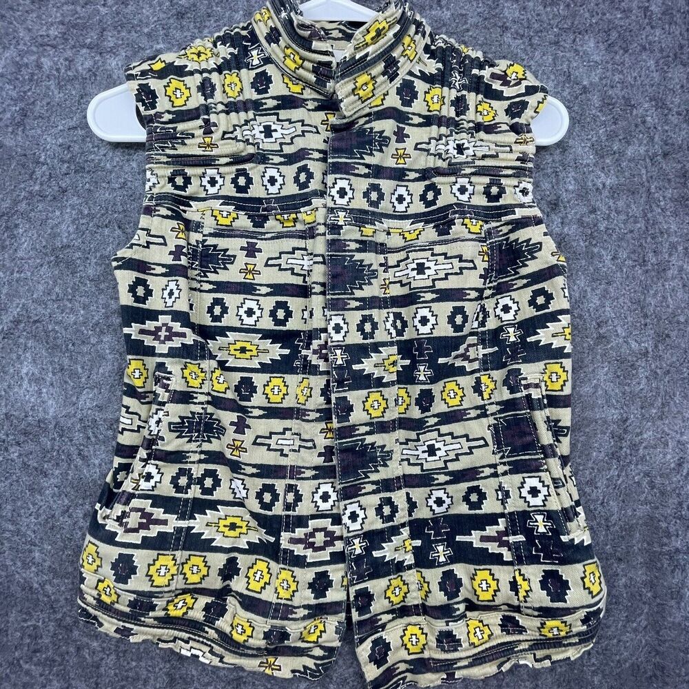 Elin Kling for Marciano Vest‎ XS Tan Yellow Aztec Outdoorsy Cabincore Tribal
